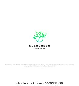 LÍNEA DE LOGOTIPO EVERGREEN - CON ICONOS DE ÁRBOL CREATIVO PARA LOGO DE LA EMPRESA ECO