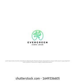 LÍNEA DE LOGOTIPO EVERGREEN - CON ICONOS DE ÁRBOL CREATIVO PARA LOGO DE LA EMPRESA ECO