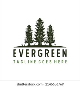 evergreen logo vector design template. silhouette evergreen iconic logo vector design illustration