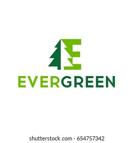 evergreen logo, vector logo template. Woods icon graphic design logo symbol on isolated background