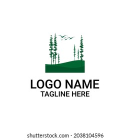 evergreen and mountains logo vector