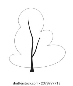Evergreen park tree monochrome flat vector object. Decorative plant. Editable black and white thin line icon. Simple cartoon clip art spot illustration for web graphic design
