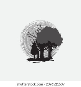 Evergreen Kiefernwald. Illustration, Waldhintergrund.