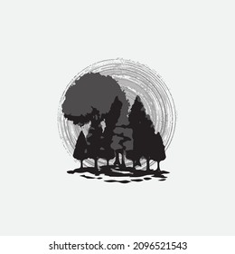 El bosque de pinos verde. Fondo del bosque de ilustraciones.