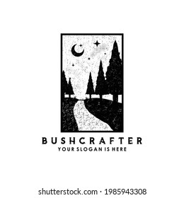 immergrüne Fichtenholzfichtenfichtenfichtenfichtenfichtenfichtenfichtenfichtenkiefer-Nadelbiefer-Camping-Logo-Design Vektorgrafik