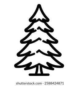 Evergreen Pine Tree Outline Icon Isolated On White Background