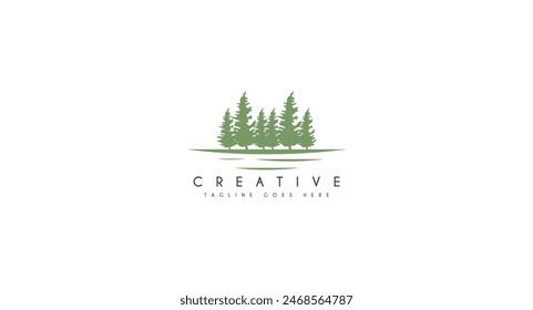 Evergreen pine tree, spruce tree logo design vector illustration.