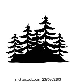 Silhouette de Pinos Evergreen. Elementos de diseño de invierno de Navidad y Año Nuevo. Árboles de Navidad