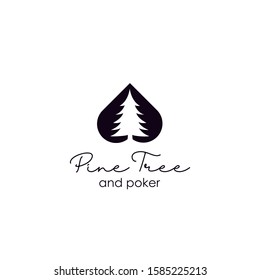 Evergreen, Pines, Spruce. Cedar trees logo design with love sign.