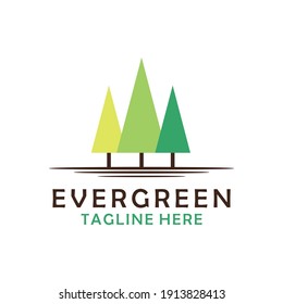 Evergreen, Pines, Spruce, Cedar trees logo design vector