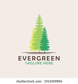 Evergreen, Pines, Spruce, Cedar  trees logo  design vector