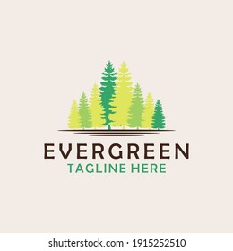 Evergreen, Pines, Spruce, Cedar  Trees Logo  Design Vector