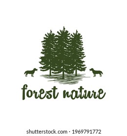 Evergreen, Pines, Spruce, Cedar trees forest nature logo design