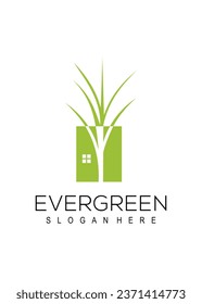  diseño del logotipo del vector del inmobiliario evergreen