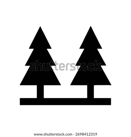 Evergreen Silhouette: Two stylized evergreen trees stand side-by-side, their symmetrical forms creating a strong visual statement on a stark backdrop. 