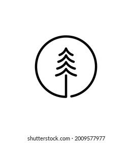 evergreen spruce fir hemlock conifer coniferous pine cedar cypress larch simple line logo design vector illustration