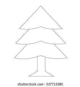 Evergreen Tree Cartoon Outlined Object Black Stock Vector (Royalty Free ...