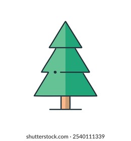 Evergreen tree icon. Simple green pine tree illustration, symbolizing nature, growth, and the holidays.