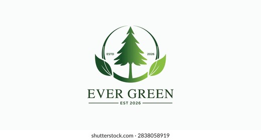 Evergreen tree leaf logo design