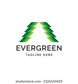 Evergreen tree logo design illustration vector template