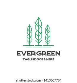 Evergreen Tree Mono Line Logo Icon Vector Template