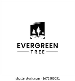 evergreen , tree , pine logo design