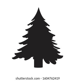 Evergreen tree silhouette vector symbol sign icon black