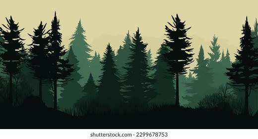 Evergreen Woodscape  A Silhouetted Forest Collection