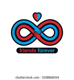 Everlasting Friendship, forever friends, creative vector symbol isolated on white.