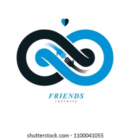 Everlasting Friendship, forever friends, creative vector symbol isolated on white.