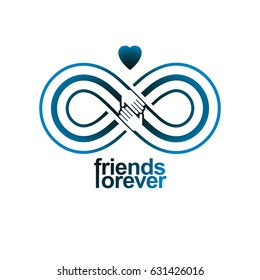 Everlasting Friendship, forever friends, creative vector symbol isolated on white.