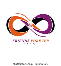 Everlasting Friendship, forever friends, creative vector symbol isolated on white.