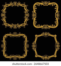 Ouro Eterno Floral Bordas Decorativa Flora Coleção Eterno Premium Apelo