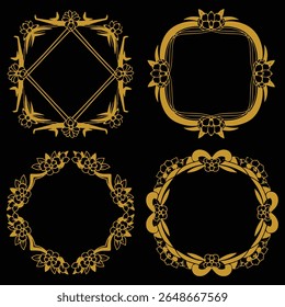 Ouro Eterno Floral Bordas Decoração Overlay Coleção Eterno Premium Apelo
