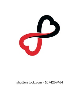 Everlasting Love concept, vector symbol created with infinity loop and male Mars an female Venus signs. Relationship idea.