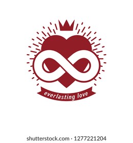 Everlasting Love concept, vector symbol created with infinity loop sign and heart.