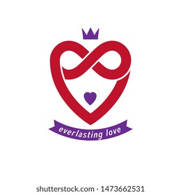 Everlasting Love concept, vector symbol created with infinity loop sign and heart.