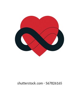 Everlasting Love concept, vector symbol created with infinity loop sign and heart.