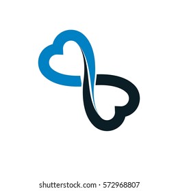 Everlasting Love concept, vector symbol created with infinity loop and male Mars an female Venus signs. Relationship idea.