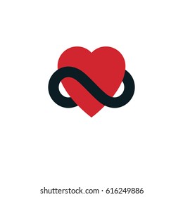 Everlasting Love concept, vector symbol created with infinity loop sign and heart.