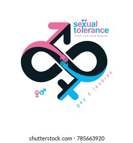 Everlasting Love concept, vector symbol created with infinity loop and male Mars an female Venus signs. Relationship idea.