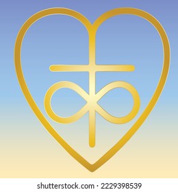 Everlasting Love of God. Heart, cross and infinity symbol, endless loop, eternal Christian Love, sign, logo.