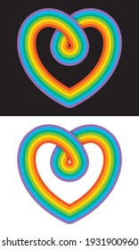 Everlasting Love Rainbow Infinity Heart Symbol.
Vector illustration of heart shape made by overlapping rainbow lines to create infinity symbol.