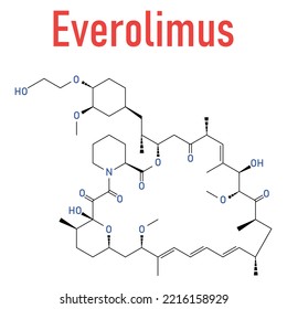 Everolimus Immunosuppressant Molecule. Used In Drug-eluting Coronary Stents. Skeletal Formula.