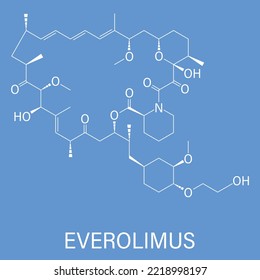 Everolimus immunosuppressant molecule. Used in drug-eluting coronary stents. Skeletal formula.