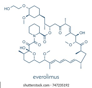 Everolimus Immunosuppressant Molecule. Used In Drug-eluting Coronary Stents. Skeletal Formula.