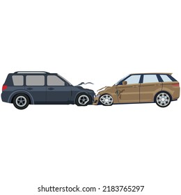  For every action force there is an equal and opposite reaction force. Both cars have the same mass, their forces is equal. Both cars stop at the spot of the collision.