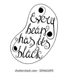 Every bean has its black-handdrawn typography design element. Vector lettering.