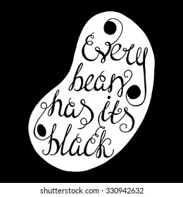 Every bean has its black-handdrawn typography design element. Vector lettering.