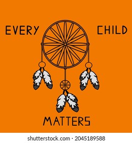 Every Child Matters Logo Design. Vector Illustration. Canadian Indigenous Tragedy Illustration. Orange Day